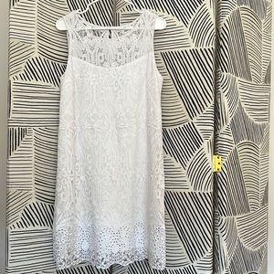 NWT - White House Black Market white midi lace dress with studs